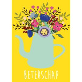 Postkaart Beterschap - kan met bloemen / Studio Inktvis